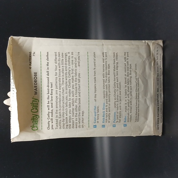 Chatty Cathy Talking Doll 4 Patterns   Mattel Toy Makers 1962  Vintage Patterns - Picture 2 of 5